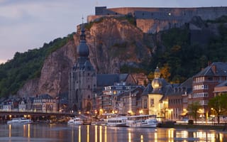 Картинка Франция, город, города, здания, река, вечер, сумерки