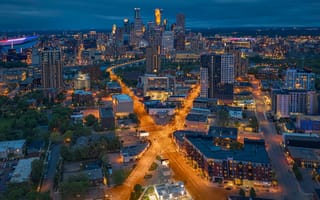 Картинка Миннеаполис, Миннесота, США, город, города, здания, ночь, темнота