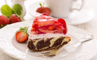 Картинка пирог, торт, десерт, выпечка, сладость, сладости, сладкий, еда, клубника, ягода, ягоды