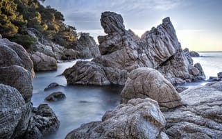 Картинка Cala dels Frares, Испания, природа, скала, камень, море, океан, вода