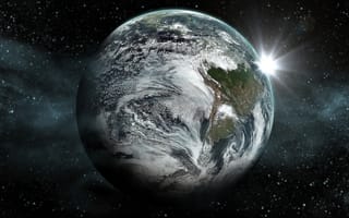 Картинка Земля, земля, планета, земной шар, космос, темный, темнота, звезды, звезда, свечение