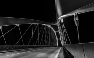 Картинка мост, мосты, ночь, темнота, черно-белый, черный, монохром, монохромный