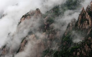 Картинка скала, горы, гора, природа, туман, дымка, атмосферный