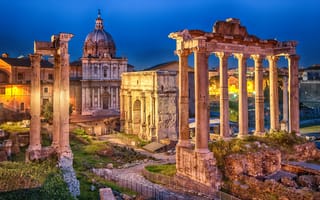 Картинка Рим, Италия, архитектура, исторический, история, старинный, руины, ночь, темнота