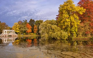 Картинка осень, осенние, время года, сезоны, сезонные, парк, природа, вода, озеро, пруд