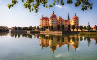 Картинка Морицбург, Германия, архитектура, замок, крепость, вода, озеро, пруд, отражение