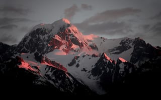 Картинка горы, гора, природа, вершина, снег, вечер, сумерки