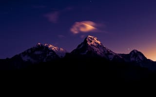 Картинка горы, гора, природа, вечер, сумерки, закат, заход