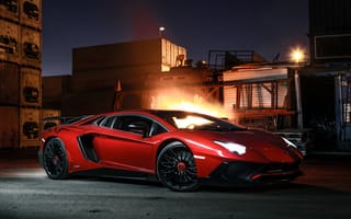 Картинка Lamborghini Aventador, Lamborghini, Aventador, Ламборджини, Ламборгини, люкс, дорогая, спорткар, машины, машина, тачки, авто, автомобиль, транспорт, вид сбоку, сбоку, красный, ночь, темнота