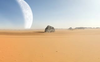 Картинка пустыня, песок, песчаный, фантастика, фантастические, луна