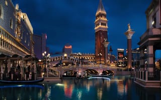 Картинка Venetian Hotel, Венецианский отель, Лас-Вегас, отель, город, города, здания, ночь, темнота, ночной город, огни, подсветка