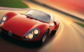 Картинка Alfa Romeo, ретро автомобили, ретро, машины, машина, тачки, авто, автомобиль, транспорт, дорога, скорость, быстрый, красный, арт