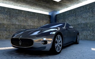 Картинка Maserati, Мазерати, машины, машина, тачки, авто, автомобиль, транспорт, серебристый, гараж