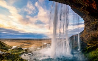 Картинка Сельяландсфосс, водопад, Исландия, скала, природа