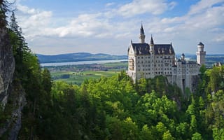 Картинка Нойшвантайнский замок, Замок Нойшванштайн, замок, Бавария, Германия, архитектура, лес, деревья, дерево, природа, гора