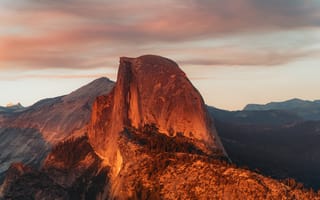 Картинка Йосемитский Национальный Парк, Йосемитский, национальный парк, США, Калифорния, горы, гора, природа, скала, вечер, сумерки, закат, заход