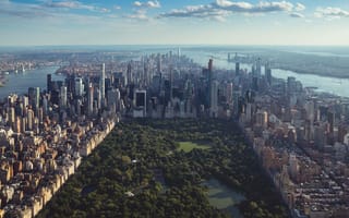 Картинка Нью Йорк, Нью-Йорк, город, здание, небоскреб, США, города, здания, парк, центральный, сверху, c воздуха, аэросъемка, с дрона, мегаполис, современный