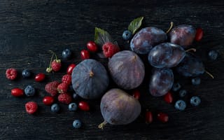 Картинка инжир, фрукт, фрукты, малина, ягоды, ягода, черника