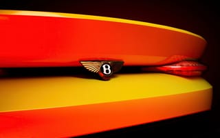 Картинка Bentley, Бентли, машины, машина, тачки, авто, автомобиль, транспорт, эмблема, лого, макро, крупный план, оранжевый