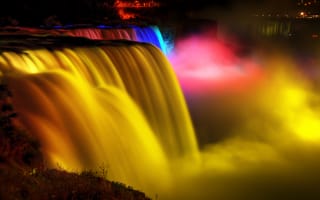 Картинка ниагара, америка, огни, вода, водопад, река