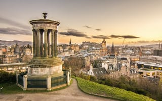 Картинка Dugald Stewart Monument, Edinburgh, Эдинбург, Scotland, панорама, Шотландия, Calton Hill