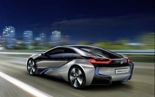 Картинка BMW, Concept, ночь, скорость, i8