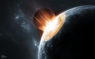 Картинка impact, астероид, планета, гибель, огонь, катастрофа, ударная волна