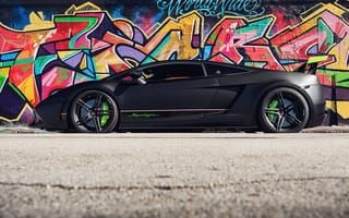 Картинка Lamborghini, Superleggera, Lambo, Green, Black, gallardo, Graffiti