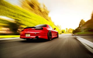 Картинка Mazda, блик, red, мазда, RX-7, скорость, красная, размытость, FD