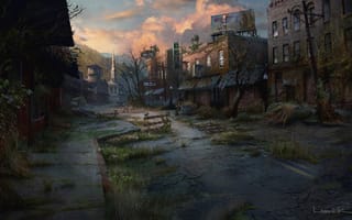 Картинка The Last of Us, арт, город, конец света, постапокалипсис