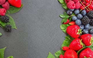 Обои черника, малина, ягоды, fresh, berries, клубника
