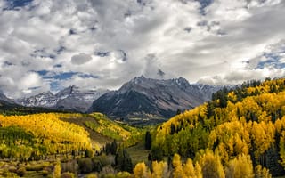 Обои Colorado, осень, Колорадо, горы, облака, лес