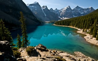 Обои лес, озеро, канада, горы