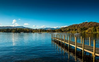 Картинка озеро, природа, пирс, Уиндермир, причал, Ambleside, небо, Англия