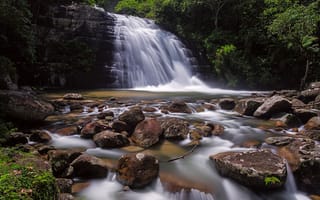 Картинка Lata Bukit Hijau Waterfall, камни, водопад, Malaysia, река, Малайзия, Kedah
