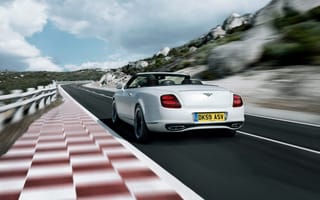 Картинка Bentley, GT, Дорога, Машина, Кабриолет, В Движении, Белый, Continental