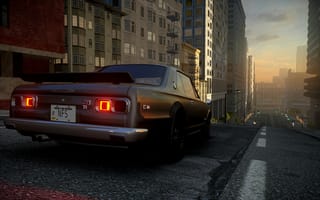 Картинка Need for Speed The Run, спуск, классика, город, nissan skyline GT-R, вечер, габариты
