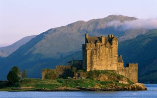 Картинка Шотландия, вода, природа, замок, горы, красиво