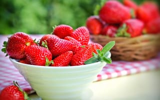 Обои ягоды, красные, миска, спелая, berries, клубника, fresh, strawberry