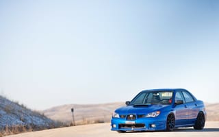 Картинка Subaru, sti, дорога, wrx, синий, impreza