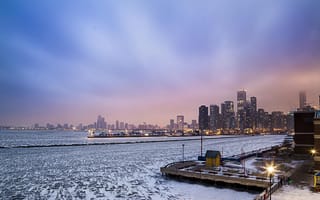 Картинка USA, illinois, снег, Чикаго, небоскребы, Chicago, мегаполис, зима