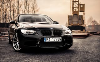 Картинка BMW, black, м3, кран, черная, бмв, перед, E92, m3