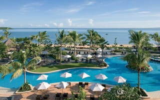 Обои океан, экзотика, отель, Fiji, relax, отдых, бассейн