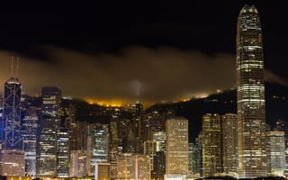 Картинка ночь, вечер, Гонконг, город, огни, небоскребы, Hong Kong, здания