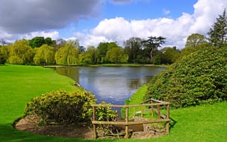 Картинка парк, пруд, Англия, природа, Leeds Castle, газон