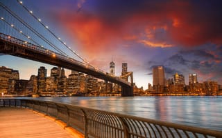 Картинка united states, Brooklyn Bridge Park, Нью-Йорке, east river, США, здания, new york city, Ист-Ривер, buldings, brooklyn bridge park, закат, sunset