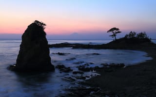 Картинка Япония, небо, скалы, берег