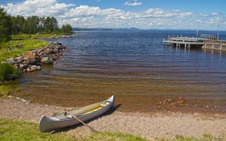 Картинка побережье, лодка, вода, Dalarna, природа, Швеция