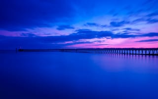 Картинка ночь, мост, море