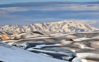 Картинка небо, пейзаж, снег, Исландия, горы
